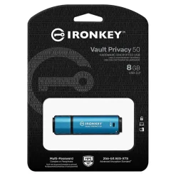 Kingston IronKey Vault Privacy 50 Series 8GB USB 3.2 Type-A Flash Drive (IKVP50/8GB)