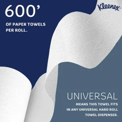 Kleenex Essential Plus+ Recycled Hardwound Paper Towels, 1-ply, 600 ft./Roll, 6 Rolls/Carton (50606)