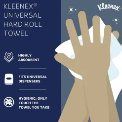 Kleenex Essential Plus+ Recycled Hardwound Paper Towels, 1-ply, 600 ft./Roll, 6 Rolls/Carton (50606)
