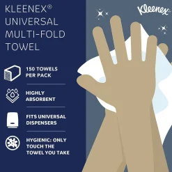 Kleenex Multifold Paper Towels, 1-ply, White, 150 Sheets/Pack, 16 Packs/Carton (01890)