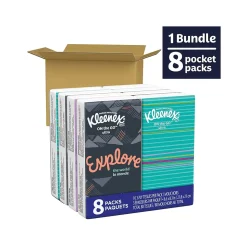 Kleenex On the Go Ultra Facial Tissue, 3-ply, 10 Tissues/Box, 8 Boxes/Pack (46551)