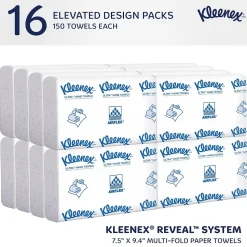 Kleenex Reveal Multifold Paper Towels, 2-Ply, White, 150 Sheets/Pack, 16 Packs/Carton (46321)