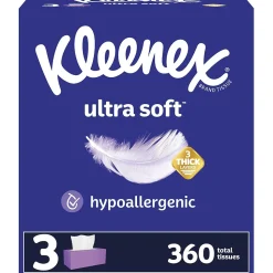 Kleenex Ultra Soft Facial Tissue, 3-Ply, 120 Tissues/Box, 3 Boxes/Pack (54314)