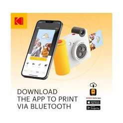 Kodak Smile+ 5 Megapixels Digital Instant Print Camera, White/Yellow (RODSMPCAMW)