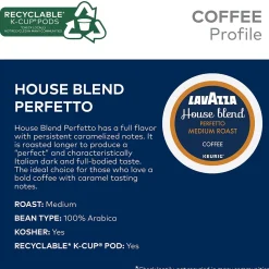 Lavazza House Blend Perfetto Coffee Keurig® K-Cup® Pods, Medium Roast, 88/Carton (5000382580CT)