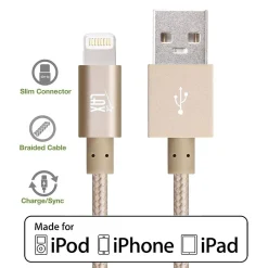 LAX Apple MFi Certified Lightning to USB Cable for Charge Sync 10ft - Gold