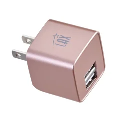 LAX Dual USB Port Wall Charger 2.4A for Smartphones - Rose Gold (LAX2PORTWALLROS)