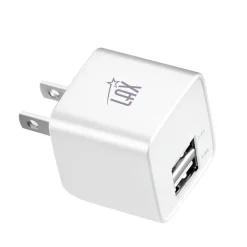 LAX Dual USB Port Wall Charger 2.4A for Smartphones, White (LAX2PORTWALLWHT)