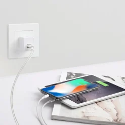 LAX Dual USB Port Wall Charger 2.4A for Smartphones, White (LAX2PORTWALLWHT)