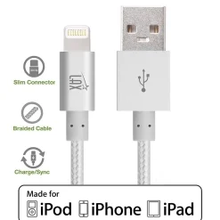 Lax Gadgets Lightning USB Cable for iPhone/iPad/iPod Touch, Silver (lghtcblMFi4ft-slv)
