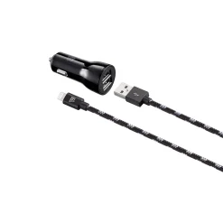 LAX Gadgets MFI Certified 6ft Charger with Car Charger Black (MFICAR6FT-BLK)