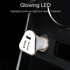 LAX 3-USB Port Car Charger 4.8A for Smartphones - White (LAX3PORTCAR-WHT)