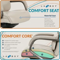 La-Z-Boy Aberdeen Bonded Leather Executive Chair, Beige (LF51122)