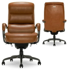 La-Z-Boy Aberdeen Ergonomic Bonded Leather Swivel Computer and Desk Chair, Camel (51545-CAM)