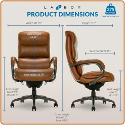 La-Z-Boy Aberdeen Ergonomic Bonded Leather Swivel Computer and Desk Chair, Camel (51545-CAM)