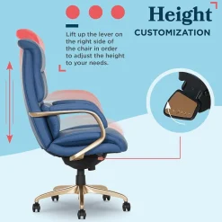 La-Z-Boy Aberdeen Ergonomic Bonded Leather Swivel Executive Chair, Blue (51545-BLU)