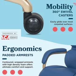 La-Z-Boy Aberdeen Ergonomic Bonded Leather Swivel Executive Chair, Blue (51545-BLU)