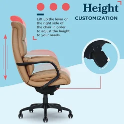 La-Z-Boy Aberdeen Ergonomic Bonded Leather Swivel Executive Chair, Tan (51545-TAN)