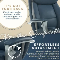 La-Z-Boy Alton Ergonomic Bonded Leather Swivel Executive Chair, Blue (60029-DS)