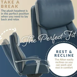 La-Z-Boy Alton Ergonomic Bonded Leather Swivel Executive Chair, Blue (60029-DS)