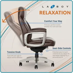 La-Z-Boy Arcadian Bonded Leather Executive Chair, Brown (60008)