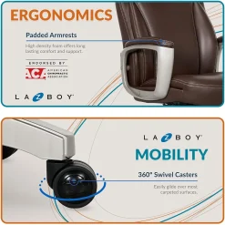 La-Z-Boy Arcadian Bonded Leather Executive Chair, Brown (60008)