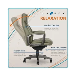 La-Z-Boy Arcadian Ergonomic Bonded Leather Swivel Executive Chair, Olive (60008-OLV)