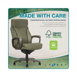 La-Z-Boy Arcadian Ergonomic Bonded Leather Swivel Executive Chair, Olive (60008-OLV)