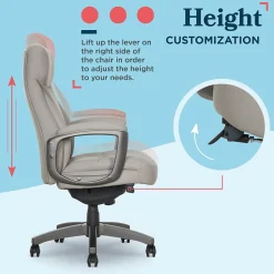 La-Z-Boy Arcadian Ergonomic Bonded Leather Swivel Executive Chair, Beige (60008-BGE)