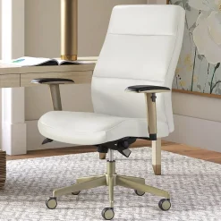 La-Z-Boy Baylor Ergonomic Faux Leather Swivel Executive Chair, White (CHR10085A)