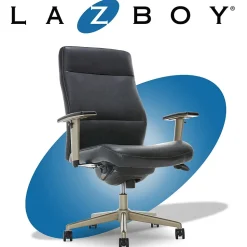 La-Z-Boy Baylor Ergonomic Faux Leather Swivel Executive Chair, Black (CHR10085B)
