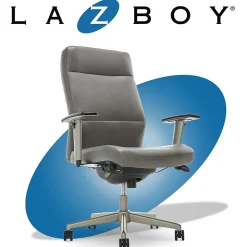 La-Z-Boy Baylor Ergonomic Faux Leather Swivel Executive Chair, Gray (CHR10085C)