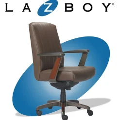 La-Z-Boy Bennett Ergonomic Faux Leather Swivel Executive Chair, Brown (CHR10082C)
