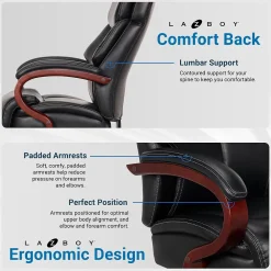 La-Z-Boy Bradley Bonded Leather Executive Chair, Black (46089-CC)