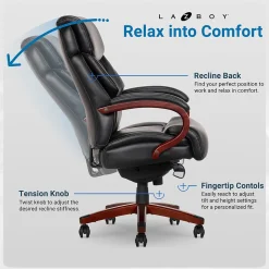 La-Z-Boy Bradley Bonded Leather Executive Chair, Black (46089-CC)