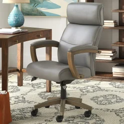 La-Z-Boy Greyson Ergonomic Bonded Leather Swivel Executive Chair, Gray (CHR10086A)
