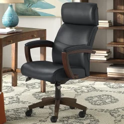 La-Z-Boy Greyson Ergonomic Bonded Leather Swivel Executive Chair, Black (CHR10086B)