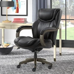 La-Z-Boy Harnett Ergonomic Faux Leather Swivel Executive Chair, Black (46253A)