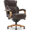 La-Z-Boy Harnett Ergonomic Faux Leather Swivel Executive Chair, Coffee (46253B)