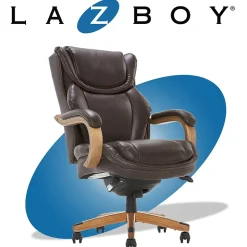 La-Z-Boy Harnett Ergonomic Faux Leather Swivel Executive Chair, Coffee (46253B)