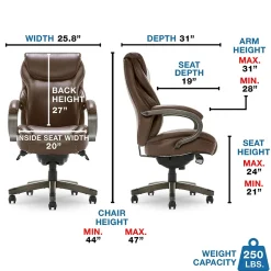 La-Z-Boy Hyland Ergonomic Faux Leather Swivel Executive Chair, Brown (CHR10044C)