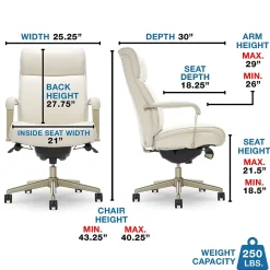 La-Z-Boy Melrose Ergonomic bonded Leather Swivel Executive Chair, White (CHR10084B)