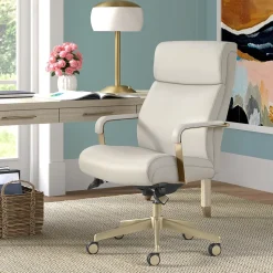 La-Z-Boy Melrose Ergonomic bonded Leather Swivel Executive Chair, White (CHR10084B)