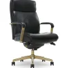 La-Z-Boy Melrose Ergonomic Bonded Leather Swivel Executive Chair, Black (CHR10084A)