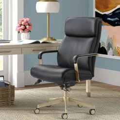 La-Z-Boy Melrose Ergonomic Bonded Leather Swivel Executive Chair, Black (CHR10084A)