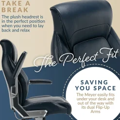La-Z-Boy Meyer Ergonomic Bonded Leather Swivel Executive Chair, Navy (60082-NVY)
