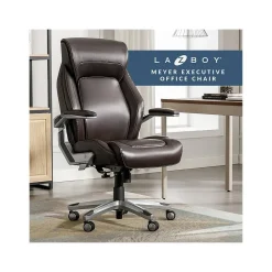La-Z-Boy Meyer Ergonomic Bonded Leather Swivel Executive Chair, Brown (60082-BRN)