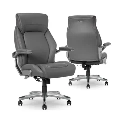 La-Z-Boy Meyer Ergonomic Bonded Leather Swivel Executive Chair, Gray (60082-GRY)