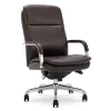 La-Z-Boy Opus Ergonomic Bonded Leather Swivel Executive Chair, Dark Brown and Chrome (CCHR10015E)