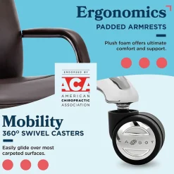 La-Z-Boy Opus Ergonomic Bonded Leather Swivel Executive Chair, Dark Brown and Chrome (CCHR10015E)